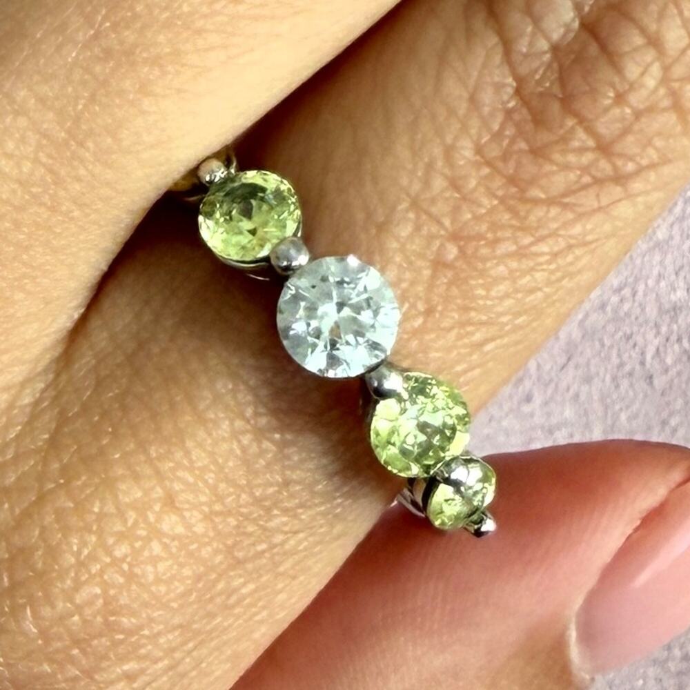 sterling silver round-cut yellow & clear cz ring size 11.5